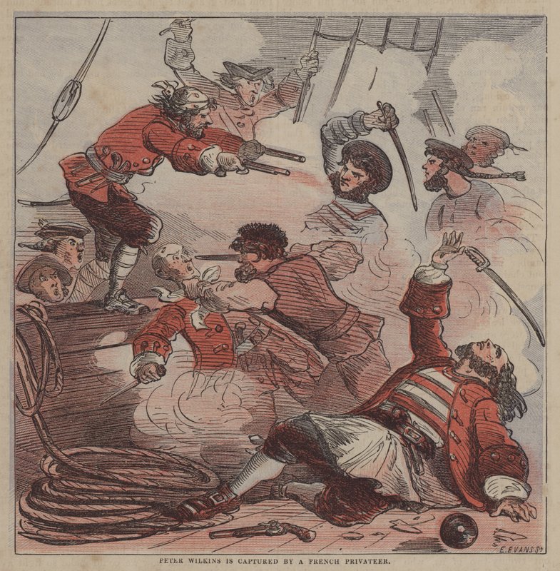 Peter Wilkins is captured by a French privateer by after Hablot Knight Browne