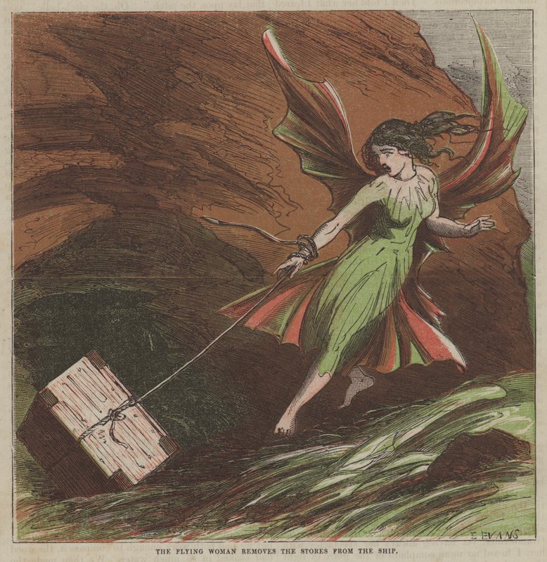 The flying woman removes the stores from the ship by after Hablot Knight Browne