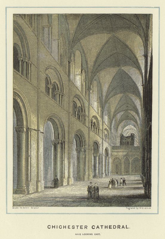 Chichester Cathedral, Nave Looking East by Hablot Knight Browne