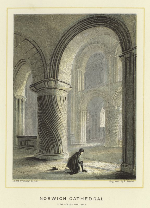 Norwich Cathedral, view across the nave by Hablot Knight Browne