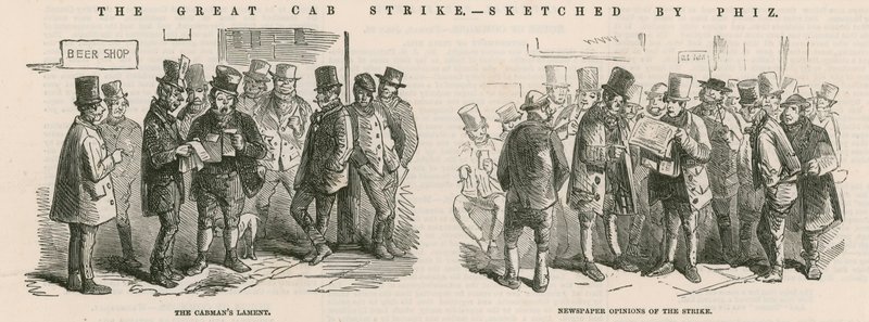The Great Cab Strike - sketches by Phiz by Hablot Knight Browne