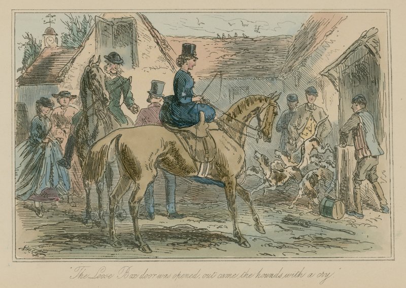 The loose barn door was opened, out came the hounds with a cry by Hablot Knight Browne