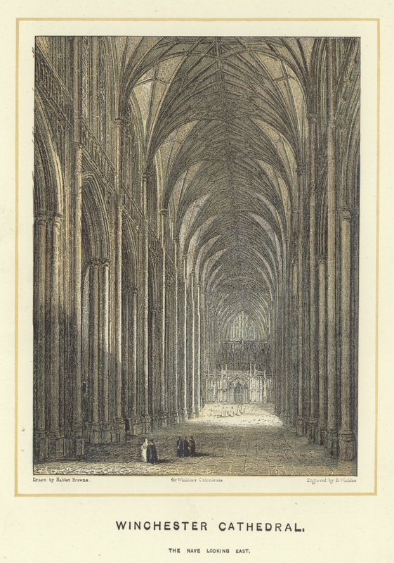 Winchester Cathedral, the nave looking east by Hablot Knight Browne