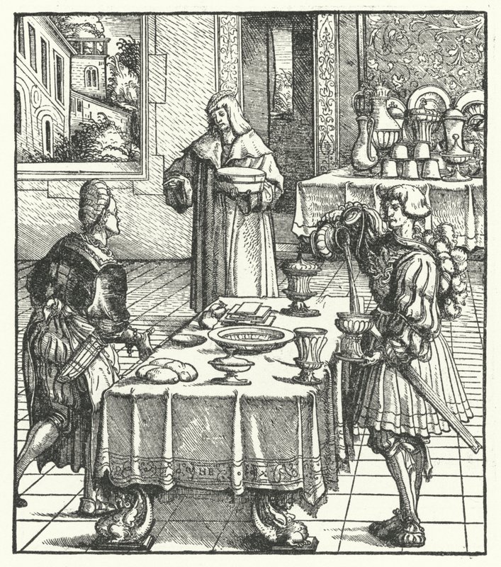 Archduke Maximilian of Austria learning the culinary arts by Hans (after) Burgkmair