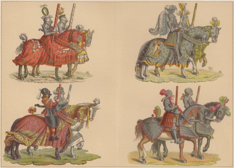 Knights on horseback by Hans (after) Burgkmair