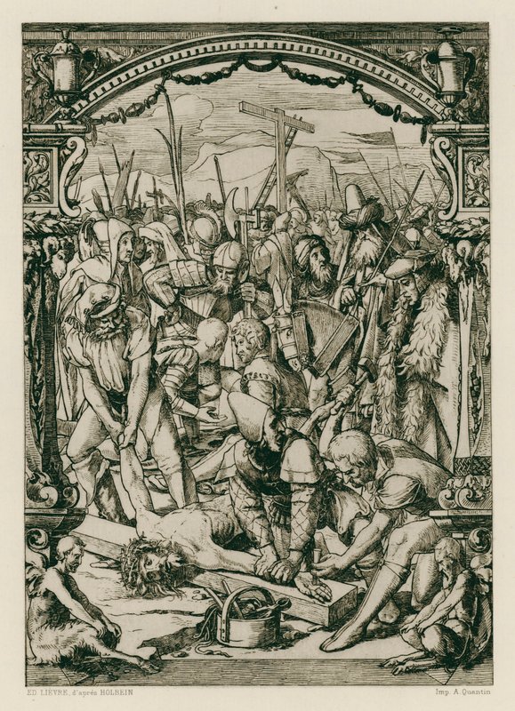 Jesus Christ, Nailed to the Cross (engraving) by Hans (after) Holbein the Younger