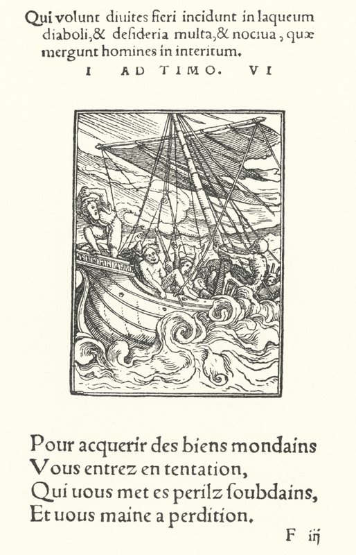 The Seaman in a Storm (engraving) by Hans (after) Holbein the Younger