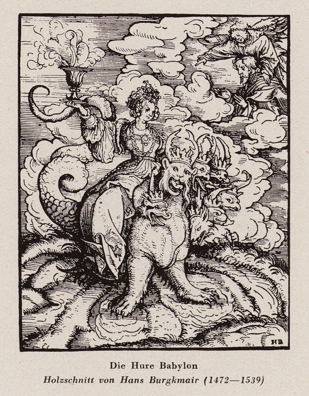 Whore of Babylon (woodcut) by Hans (after) Burgkmair