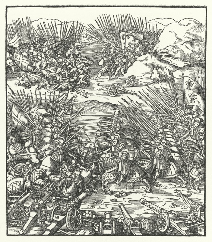 Battle Between the French and Venetian Armies During the War of the League of Cambrai, 1509 by Hans after Burgkmair