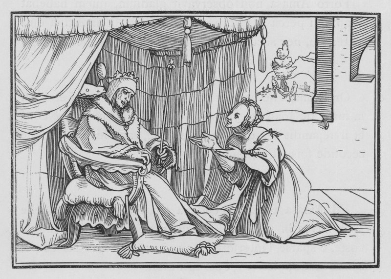 Abishag Cherishes David by Hans after Holbein the Younger