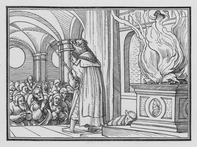 Solomon Blesses the People, and Praises God by Hans after Holbein the Younger