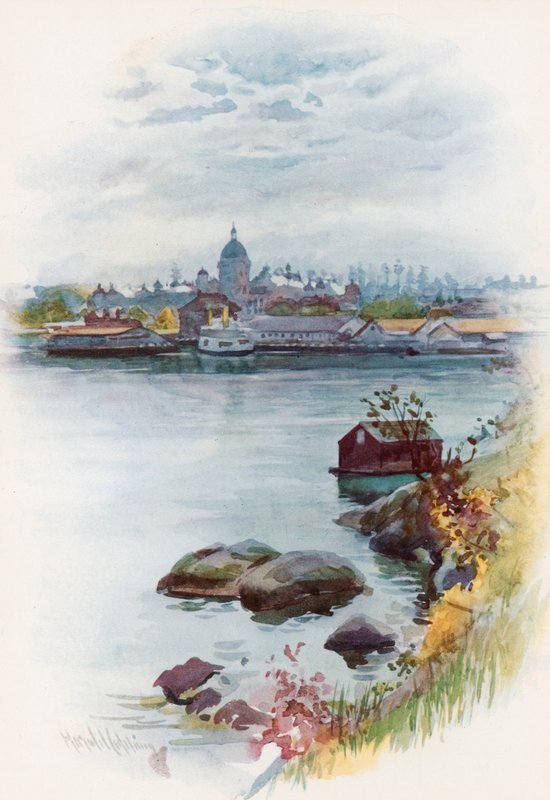 A View of the Parliament House, Victoria, British Columbia by Harold Copping