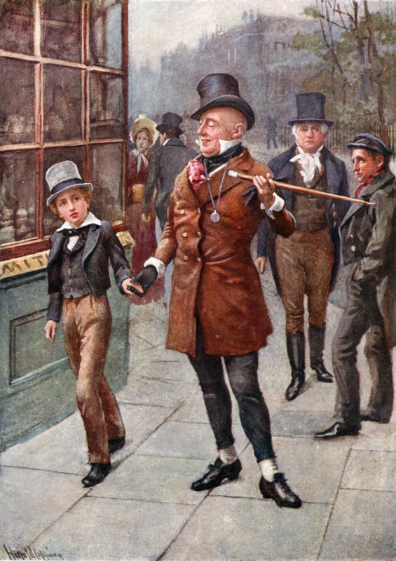 Mr. Micawber conducts David home by Harold Copping