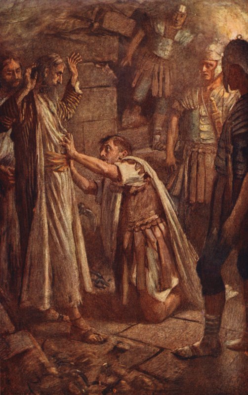 New Testament: "Sirs, what must I do?" by Harold Copping