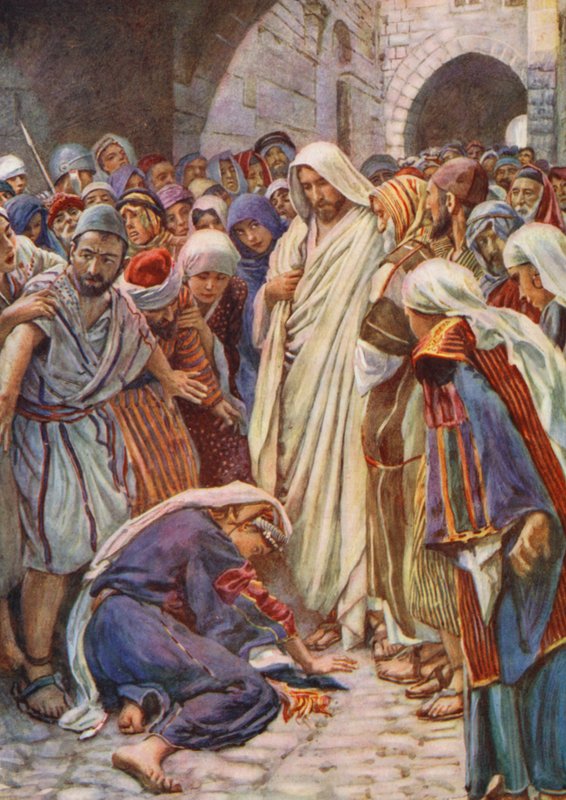 New Testament: The Hem of His Garment by Harold Copping
