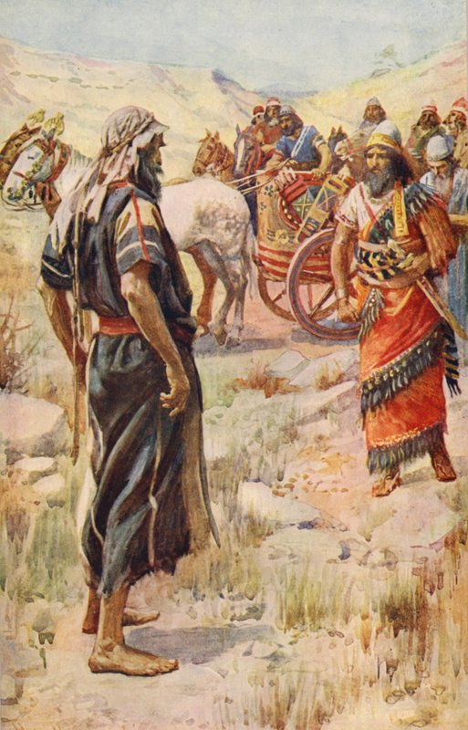 Old Testament: Elijah and Ahab by Harold Copping