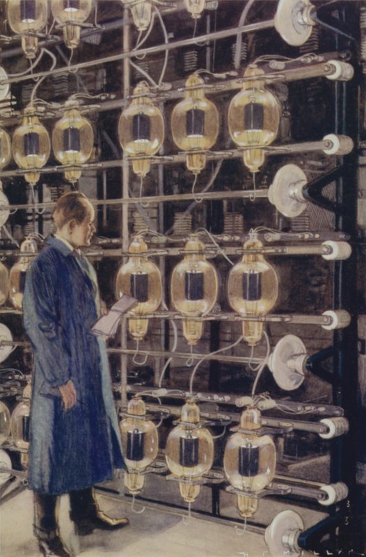Thermionic valves in the Marconi wireless telegraphy station at Cefn Du, near Caernarfon, Wales by Harold Robert Millar