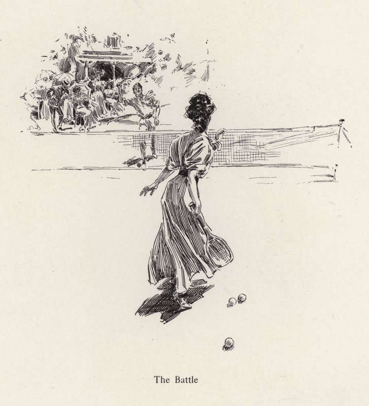 Man and woman playing tennis by Harrison Fisher