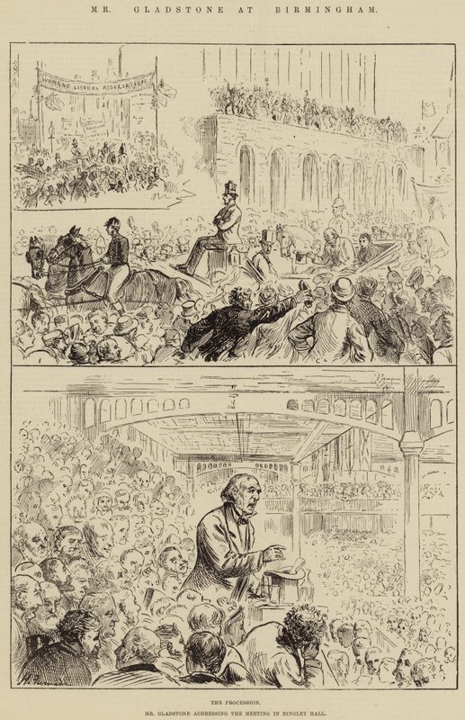 Mr Gladstone at Birmingham by Harry Furniss