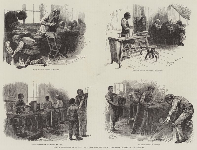 School Industries in Austria, Sketches with the Royal Commission on Technical Education by Harry Furniss
