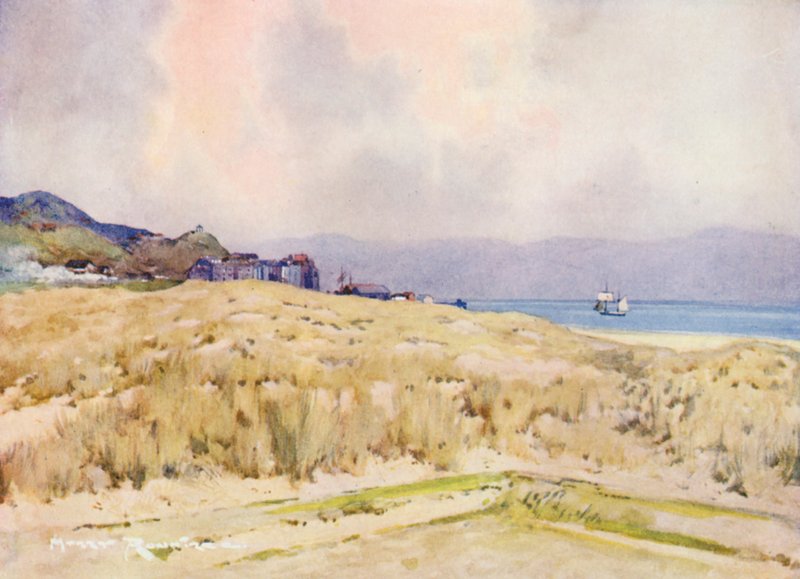 Golf Courses: Aberdovey, the village from the second tee by Harry (1878 1950) Rountree