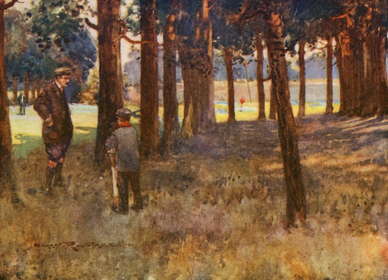 Golf Courses: Mildenhall, the result of a bad slice at the sixth by Harry (1878 1950) Rountree
