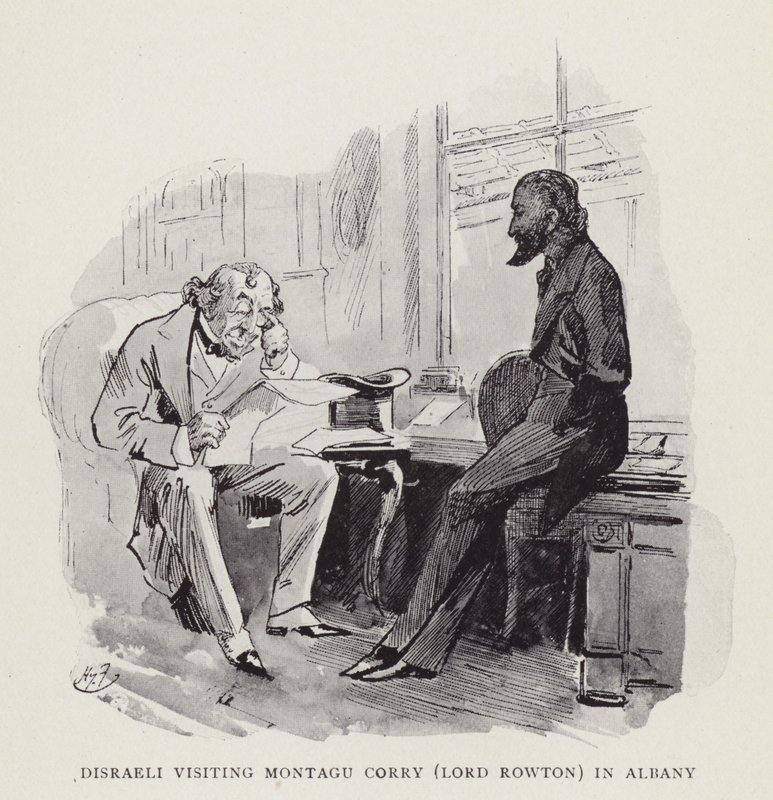 Disraeli visiting Montagu Corry (Lord Rowton) in Albany by Harry Furniss