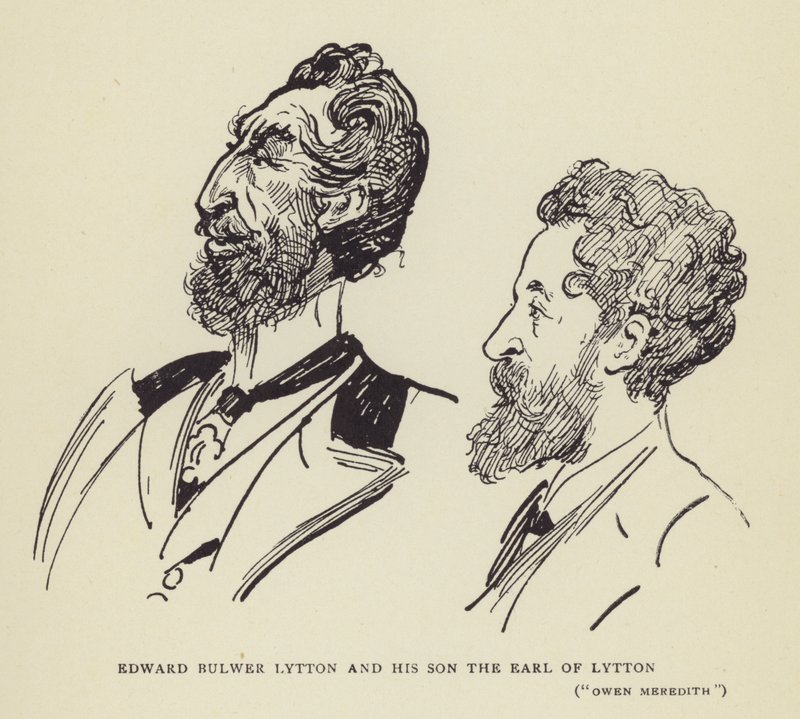 Edward Bulwer Lytton and his son the Earl of Lytton, Owen Meredith by Harry Furniss