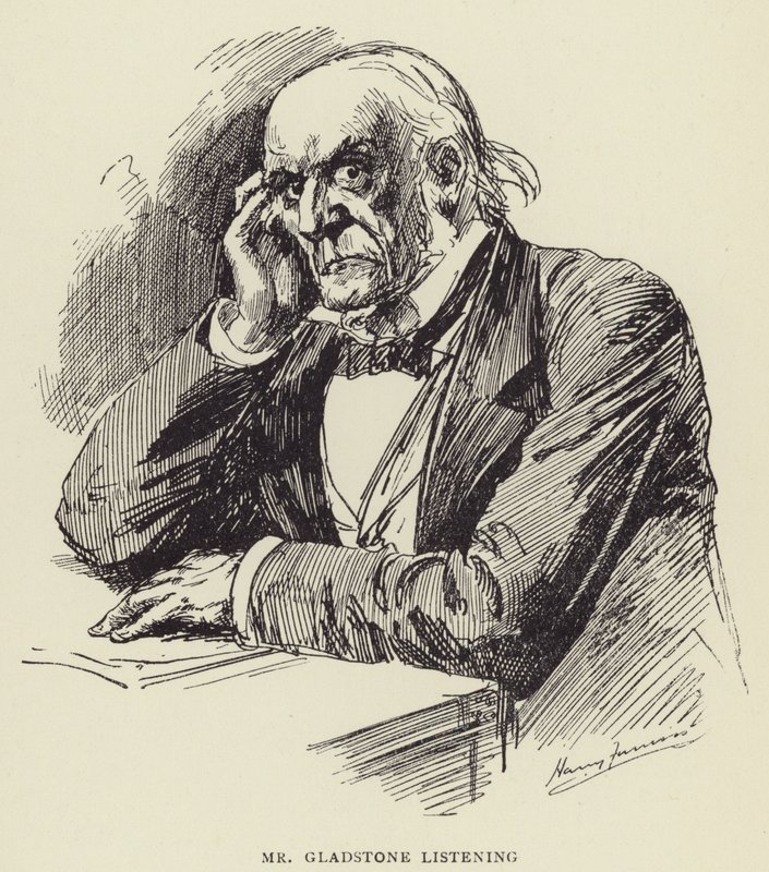 Mr Gladstone Listening by Harry Furniss