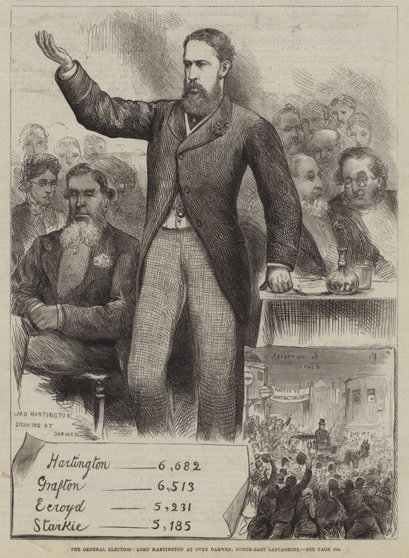The General Election, Lord Hartington at Over Darwen, North-East Lancashire by Harry Furniss