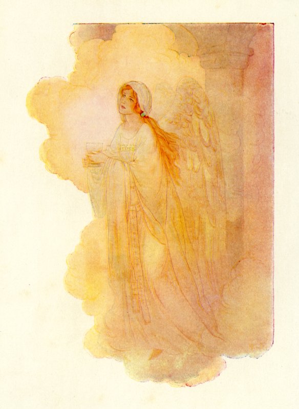 A slim and beautiful lady appearing in the golden light by Harry George Theaker