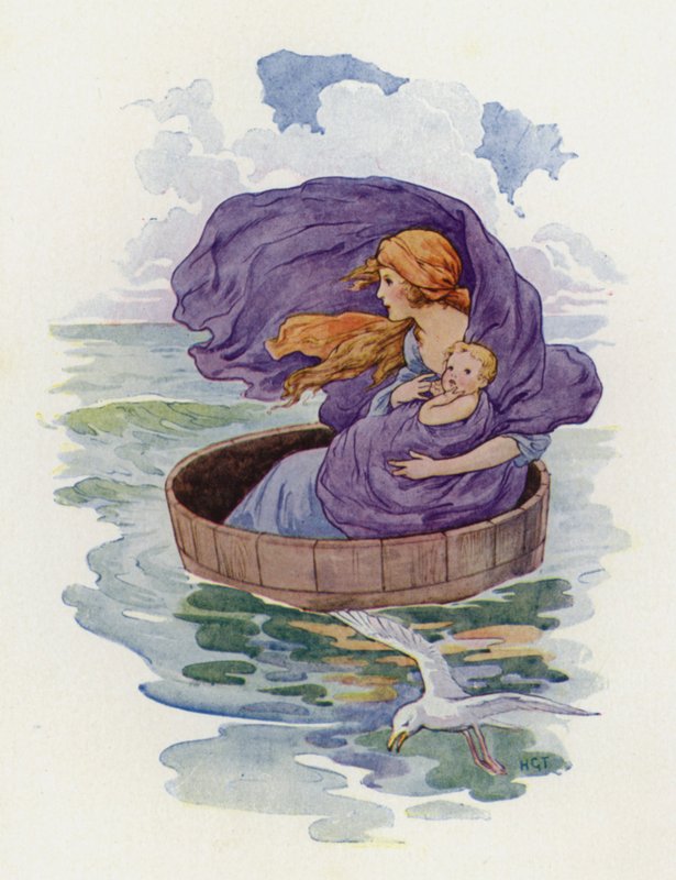 Away sailed Danae and her little son by Harry George Theaker
