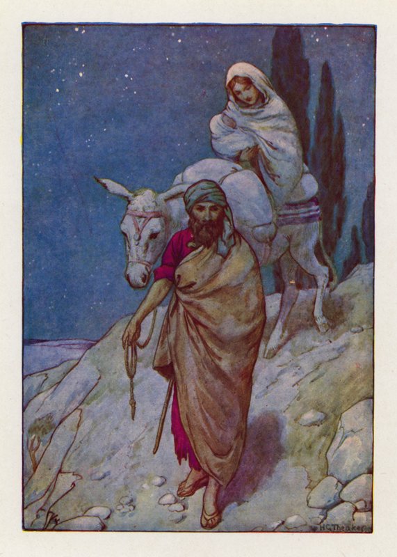 Joseph arose and took the young child and His mother by night and departed into Egypt by Harry George Theaker