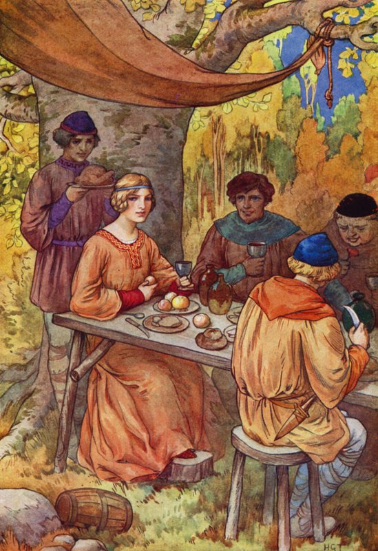 They feasted right merrily, with Marion to grace their table by Harry George Theaker