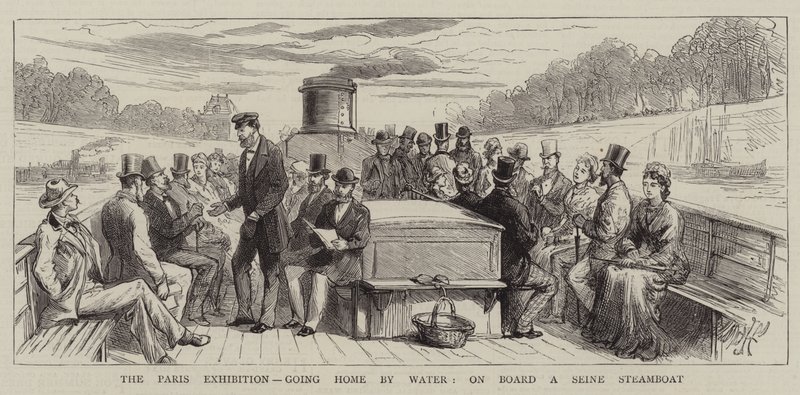 The Paris Exhibition, going Home by Water, on Board a Seine Steamboat by Harry Hamilton Johnston