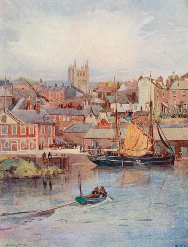The Quay, Exeter, with the Cathedral Towers by Harry Hine