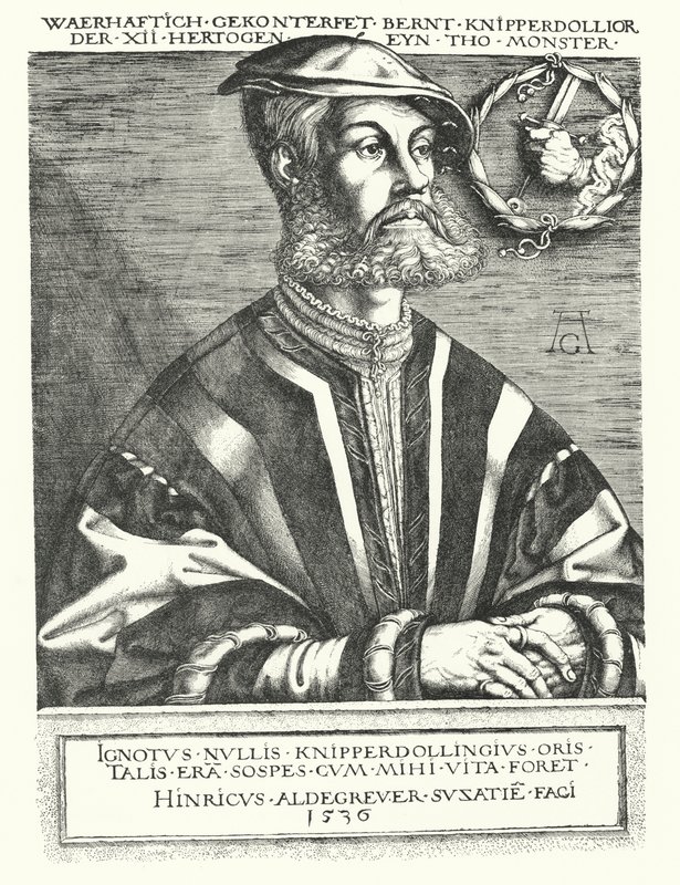 Bernhard Knipperdolling, German Anabaptist leader and one of the leaders of the Munster Rebellion of 1534-1535 by Heinrich (after) Aldegrever