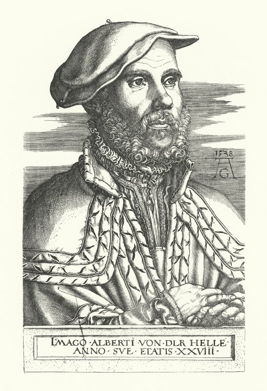 Portrait of Albert van der Helle by Heinrich (after) Aldegrever