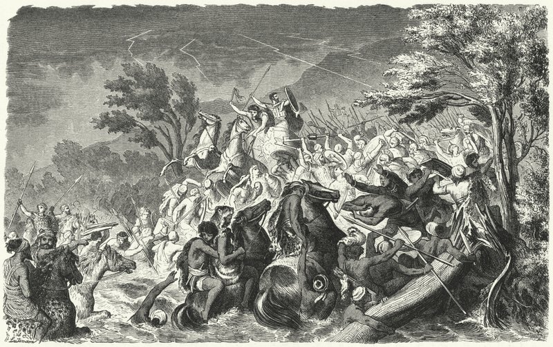 Battle of the Crimissus, 339 BC (engraving) by Heinrich Leutemann