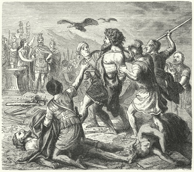 Capture of Tetobod, King of the Teutones, by the Romans After the Battle of Aquae Sextiae by Heinrich Leutemann