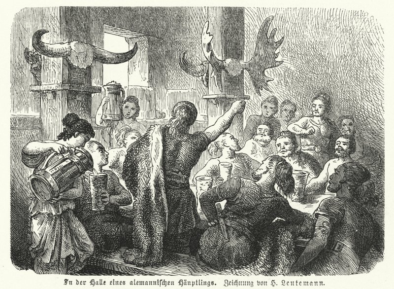 Feasting in the Hall of a Germanic Chieftain by Heinrich Leutemann