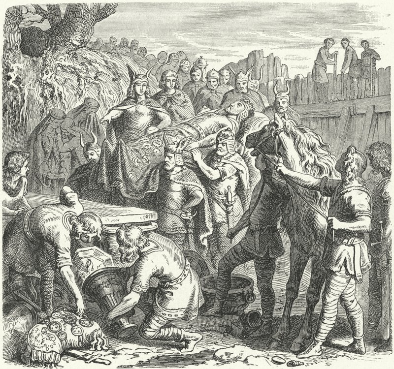 The burial of Alaric I, King of the Visigoths, in the bed of the River Busento, 410 by Heinrich Leutemann