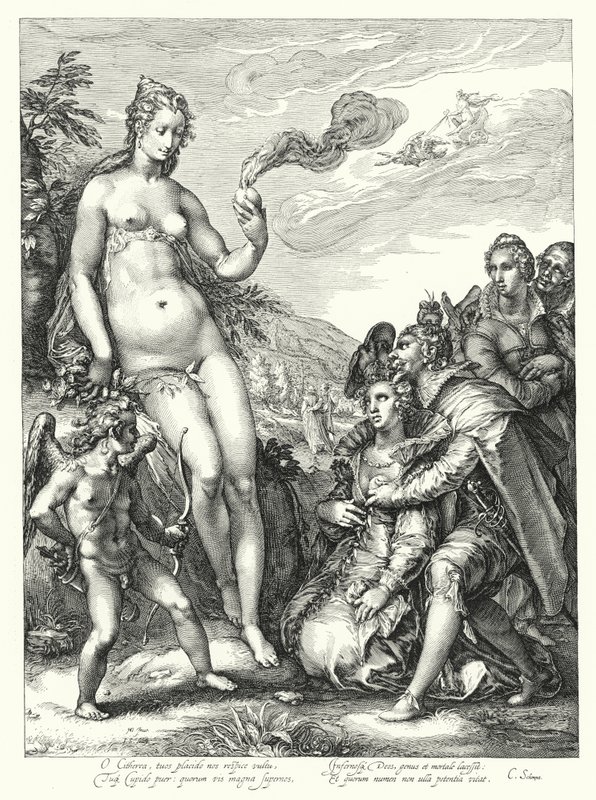 Venus, Cupid and the Two Pairs of Lovers by Hendrik (after) Goltzius