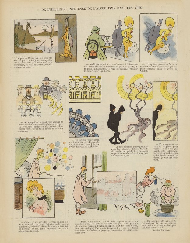 The happy influence of alcoholism on the arts (Illustration for Le Rire) by Henri Avelot