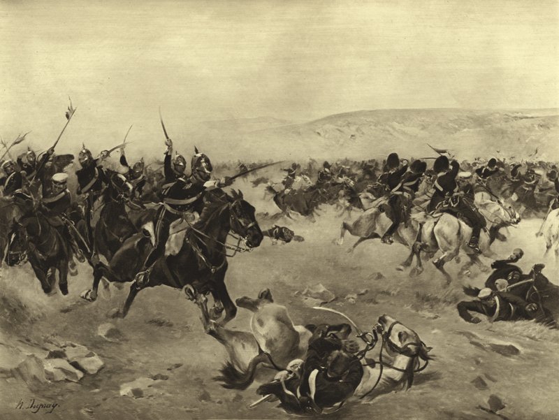 The Charge of the Heavy Brigade, Battle of Balaclava, 1854 by Henri Louis Dupray