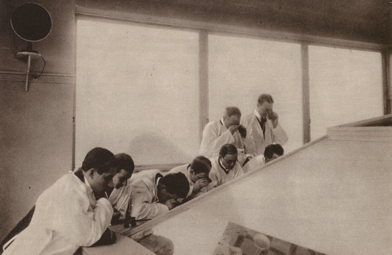 Paris: During an Operation, in a Modern Hospital; Operation as Seen from Above in a Hospital by Henri Manuel