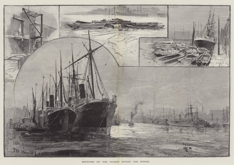 Sketches on the Thames during the Strike by Henry Charles Seppings Wright