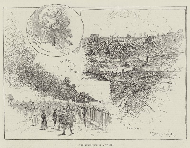 The Great Fire at Antwerp by Henry Charles Seppings Wright