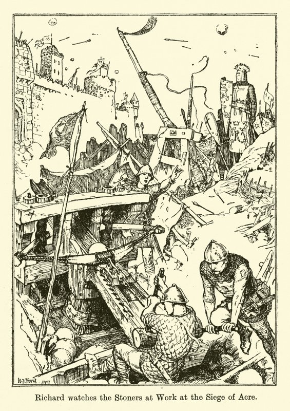 Richard watches the Stoners at Work at the Siege of Acre by Henry Justice Ford