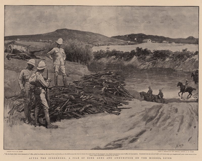 After the Surrender, a Pile of Boer Arms and Ammunition on the Modder River by Henry Marriott Paget